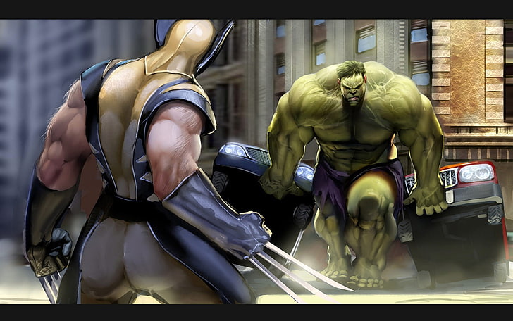 Fondo de pantalla de Wolverine and Hulk, Hulk, Wolverine, Marvel Comics, Nebezial, The Avengers, Fondo de pantalla HD