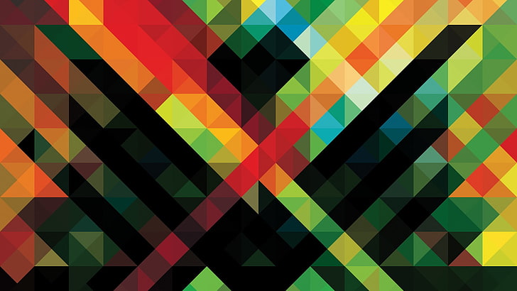 ilustrasi warna-warni, abstrak, pola, karya seni, warna-warni, geometri, Wallpaper HD