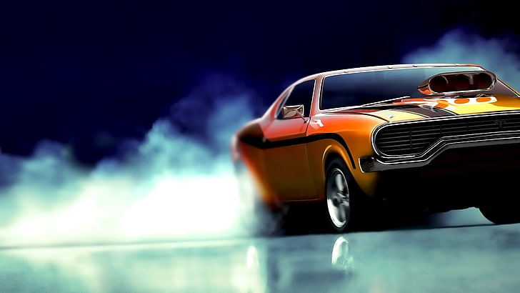 оранжевый спортивный автомобиль, EA, Burnout Paradise, суперкар, голубой, оранжевый, HD обои