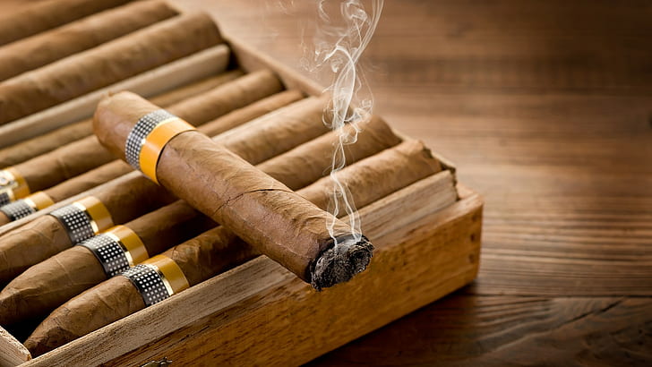 cygara, drewno, palenie, dym, Cohiba, Tapety HD