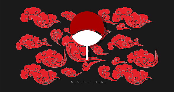 Uchiha-Clan, Naruto (Anime), Wappen, Wolken, Anime, HD-Hintergrundbild HD wallpaper
