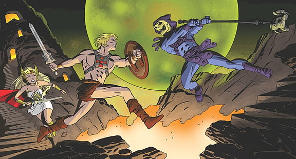 He-Man vs Villain digitales Hintergrundbild, He-Man, Skeletor, Comics, He-Man und die Meister des Universums, HD-Hintergrundbild HD wallpaper
