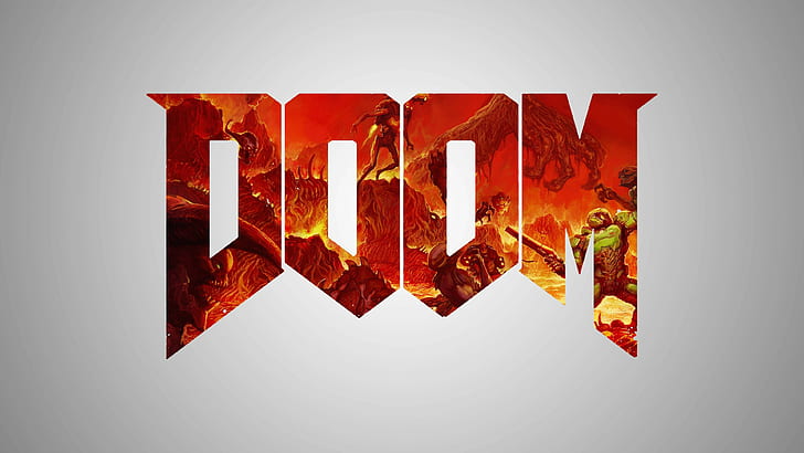 Doom (permainan), latar belakang sederhana, seni digital, video game, Wallpaper HD