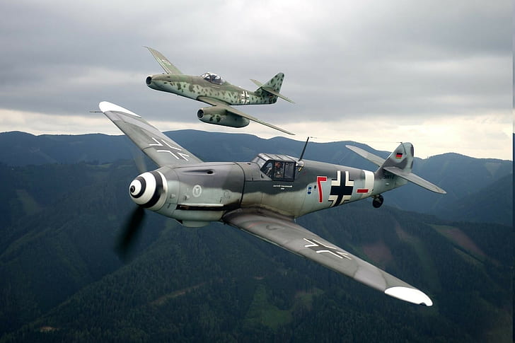 military aircraft aircraft world war ii messerschmidt bf109 me262 messerschmitt, HD wallpaper