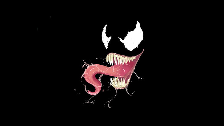 Marvel Venom illustration, Venom, Marvel Comics, villains, black background, HD wallpaper