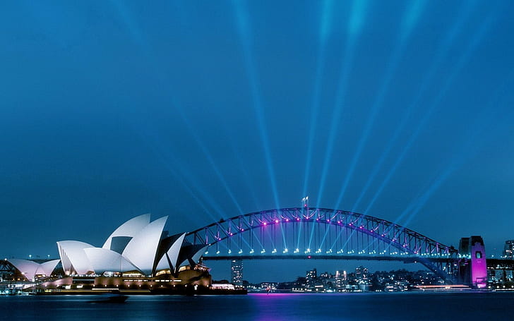 Австралия, Сидней, Сиднейский оперный театр, архитектура, здания, вода, модерн, мост, HD обои