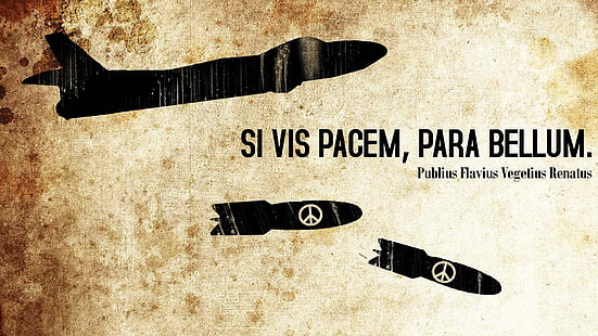 citazione, latino, aereo, bombe, segno di pace, grunge, Sfondo HD HD wallpaper