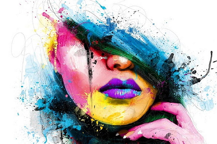 abstracto, Colores, Mujer, Rostro, Tapety HD