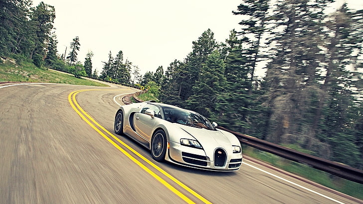 бял спортен автомобил, Bugatti, Bugatti Veyron, автомобил, Bugatti Veyron Grand Sport Vitesse, HD тапет