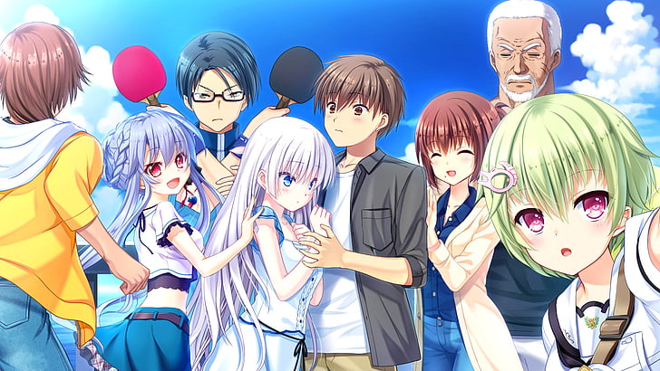 Anime, Summer Pockets, Kano Tenzen, Misaki Kyoko, Mitani Ryoichi, Naruse Kobato, Naruse Shiroha, Nomura Miki, Sorakado Ao, HD wallpaper