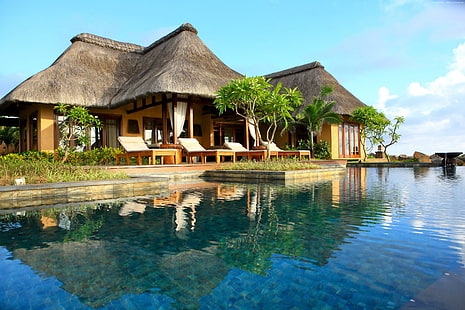 Африка, хотел Shanti Nira Resort, резервация, туризъм, ваканция, пътуване, най-добрите хотели, Мавриций, курорт, басейн, HD тапет HD wallpaper