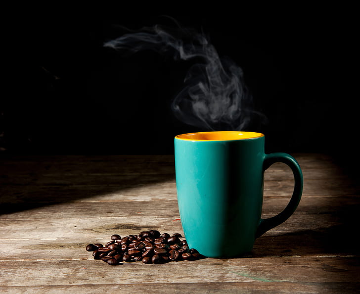 tisch, kaffee, paare, tasse, schwarzer hintergrund, getreide, HD-Hintergrundbild