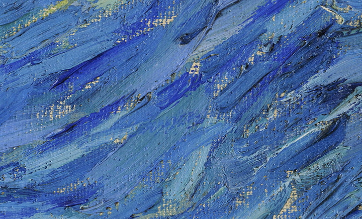 karya seni abstrak abu-abu dan biru, kanvas, cat, corengan, Wallpaper HD