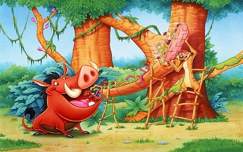 Dibujos animados El Rey León Timon y Pumbaa HD fondo de pantalla 1920 × 1200, Fondo de pantalla HD HD wallpaper