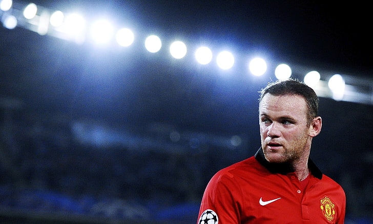 męska czerwona koszulka piłkarska Nike, Wayne Rooney, Manchester United, piłkarz, Tapety HD