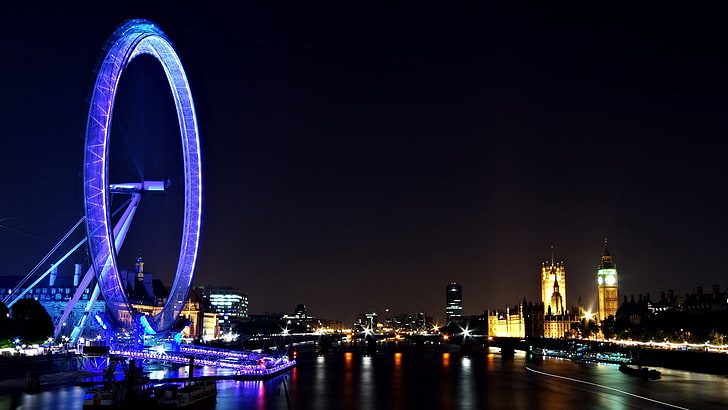 London Eye Night Perjalanan-Kota Photo HD Wallpaper, Wallpaper HD