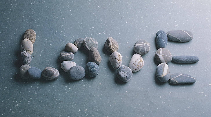 brown and black stones, love, pebbles, stones, mood, feeling, HD wallpaper