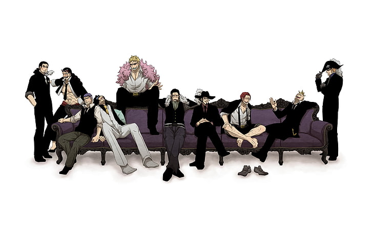 Anime, One Piece, Krokodil (One Piece), Donquixote Doflamingo, Dracule Mihawk, Marco (One Piece), Rob Lucci, Shanks (One Piece), X Drake, HD-Hintergrundbild