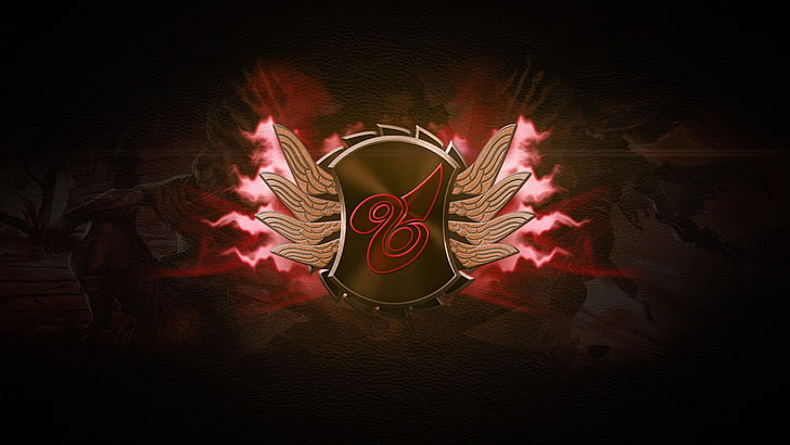 logotipo del ala gris y roja, Riot Games, League of Legends, Yasuo, Fondo de pantalla HD