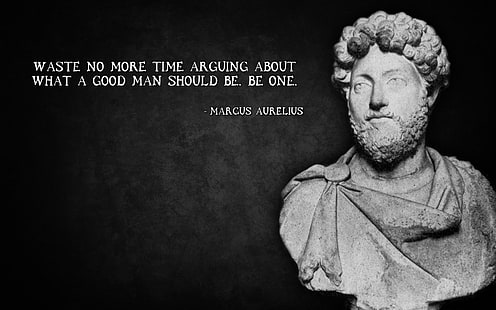 Бюст на главата на Марк Аврелий с насложен текст, цитат, HD тапет HD wallpaper