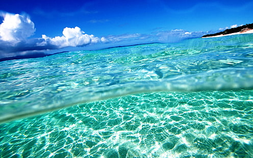 azul, mar, naturaleza, oceano, Wallpaper HD HD wallpaper