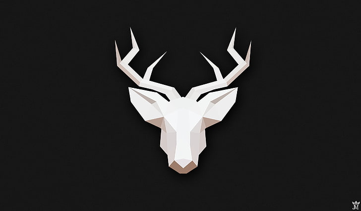 deer head illustration, brown deer vector illustration, deer, gray, low poly, minimalism, animals, HD wallpaper