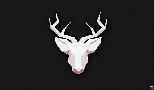 голова оленя, коричневый олень векторные иллюстрации, олень, серый, низкий поли, минимализм, животные, HD обои HD wallpaper