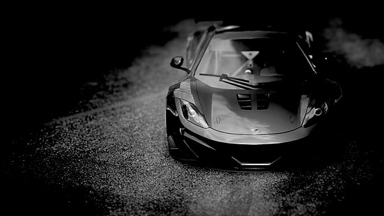 спортен автомобил, McLaren MP4-12C, черни автомобили, HD тапет HD wallpaper