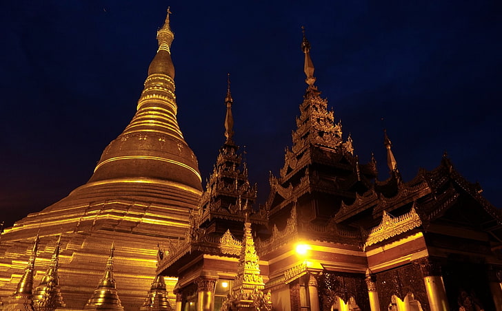 Религиозные, Пагода Шведагон, Бирма, Мьянма, Янгон, HD обои