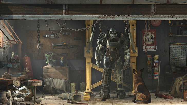 ตู้ไม้สีน้ำตาลและสีดำวิดีโอเกม Bethesda Softworks Fallout 4 งานศิลปะ Fallout, วอลล์เปเปอร์ HD