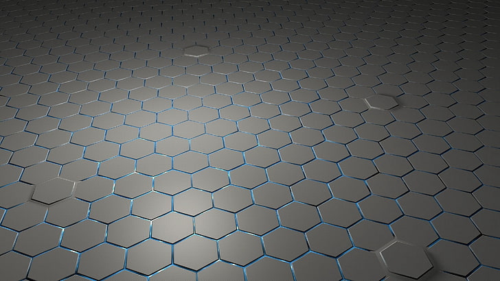 honeycomb, hexagon, mesh, network, pattern, grey, polygon, HD wallpaper