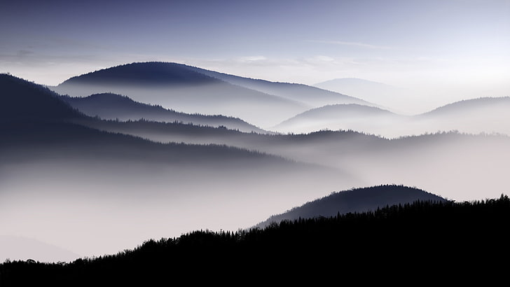 fotografía, paisaje, naturaleza, niebla, montañas, Fondo de pantalla HD