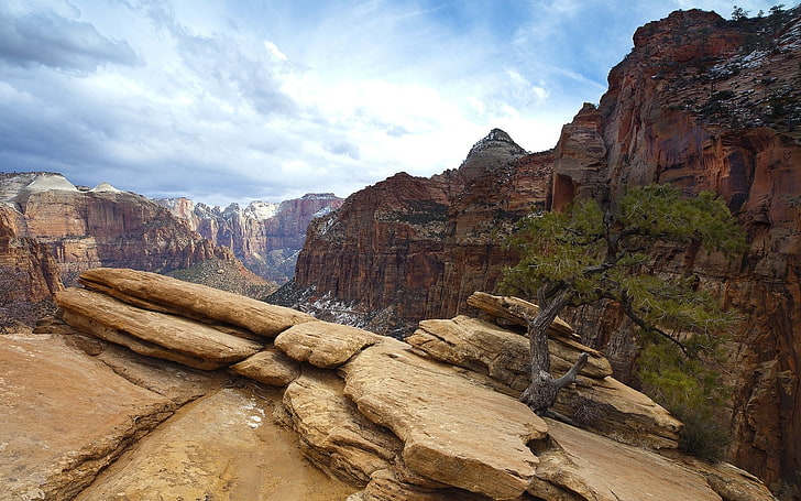 vue sur le canyon-paysage HD photo fond d'écran, falaise rocheuse, Fond d'écran HD