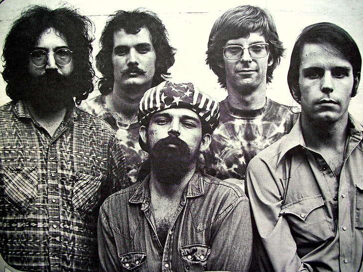 grayscale photo of men, grateful dead, rock band, psychedelic rock, jerry garcia, HD wallpaper