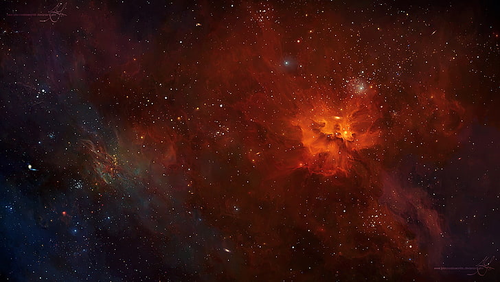 rote und schwarze Galaxie, Raum, Raumkunst, Nebel, Sterne, TylerCreatesWorlds, HD-Hintergrundbild