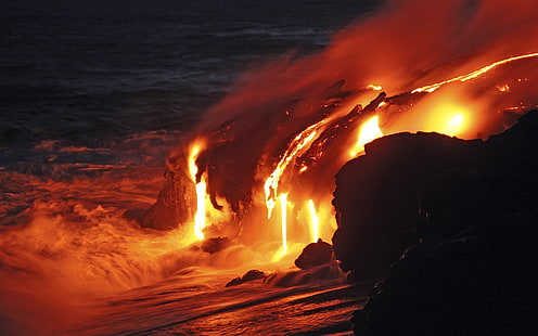 Magma-Hawaii-Inseln Landschaft HD Wallpaper, Lava, HD-Hintergrundbild HD wallpaper