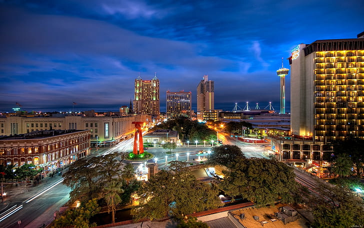 San Antonio, Texas, ville, promenade sur la rivière, hôtel, Fond d'écran HD