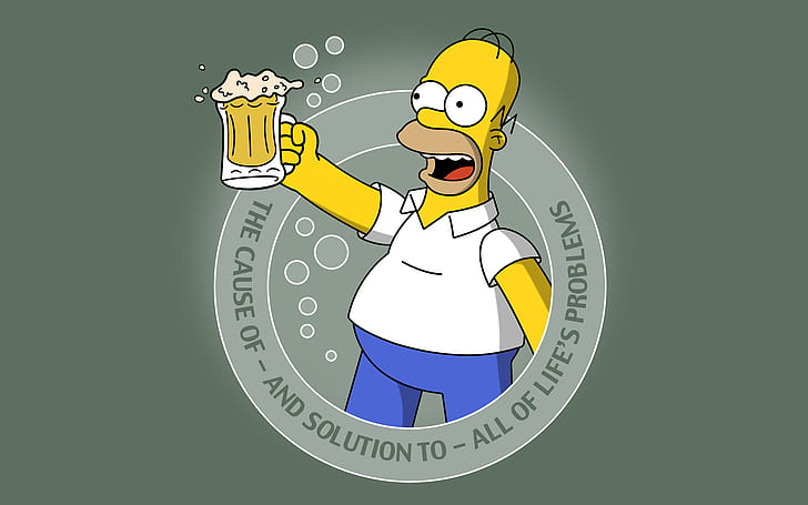 The Simpsons Homer Beer Alcohol Gray Grey HD, homer simpsons illustration, cartoon/comic, the, grey, gray, simpsons, homer, beer, alcohol, HD wallpaper