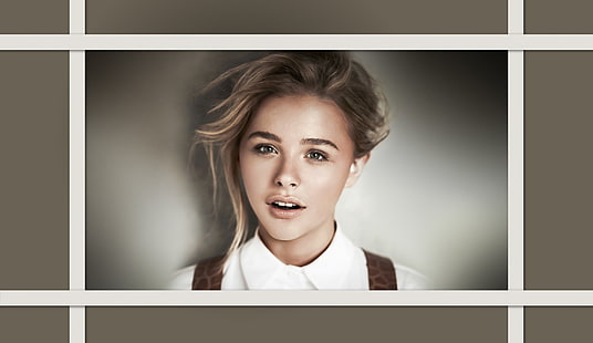 Chloe Grace Moretz, bingkai foto, wanita, Wallpaper HD HD wallpaper