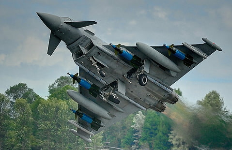самолети, самолети, армия, eurofighter, немски, реактивен, военен, небе, тайфун, HD тапет HD wallpaper