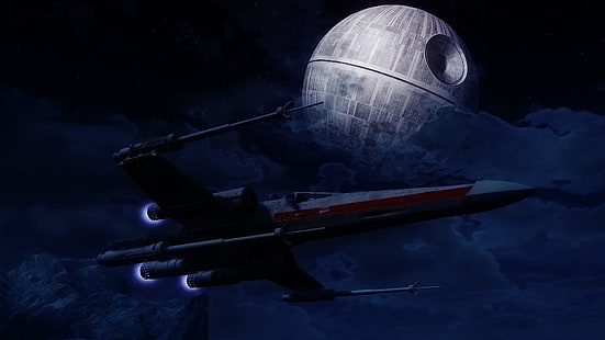 Звездные Войны, произведение искусства, Звезда Смерти, X-wing, HD обои HD wallpaper