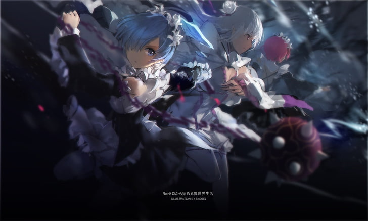 anime digital wallpaper, Rem (Re: Zero), Ram (Re: Zero), Re:Zero Kara Hajimeru Isekai Seikatsu, Emilia (Re: Zero), swd3e2, HD wallpaper