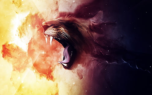 lion, creative, graphics, HD wallpaper HD wallpaper
