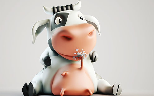 Śmieszna krowa, ilustracja krowa, zabawna, napój, czarno-białe, mleko, Tapety HD HD wallpaper