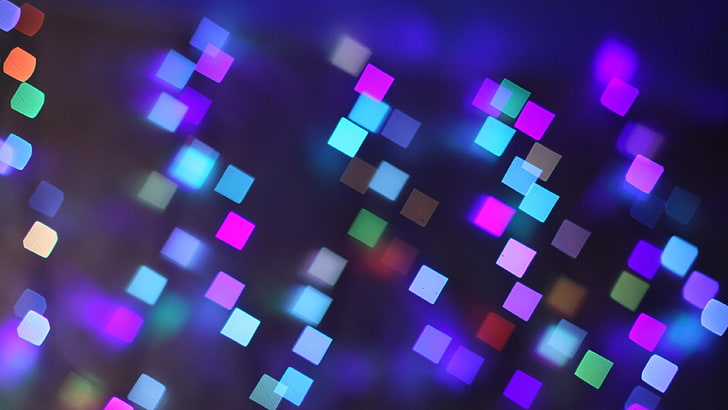 bokeh photography, teal, purple, and blue bokeh light photo, pattern, texture, bokeh, filter, lights, square, depth of field, blurred, colorful, HD wallpaper