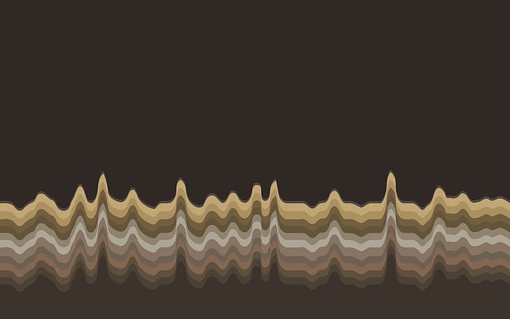 minimalismo, formas de onda, marrón, Fondo de pantalla HD
