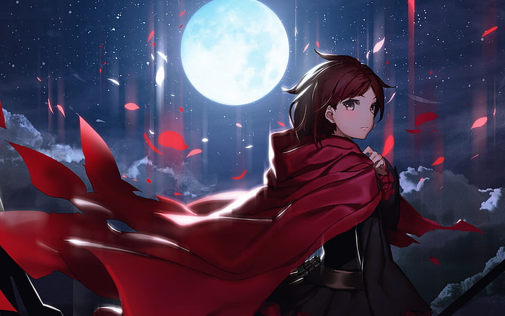 Ruby rose rwby-2016 Anime HD Wallpaper, brown haired female anime character wearing cape illustration, HD wallpaper