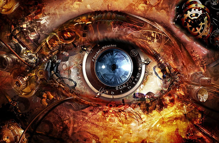 eyes, Machine, Mechanics, HD wallpaper