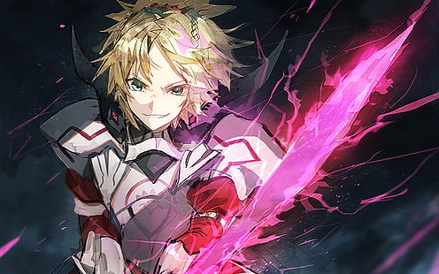 Fate / Apocrypha, Fate Series, anime, anime girls, Sabre, girls with sword, Mordred (Fate / Apocrypha), Tapety HD HD wallpaper