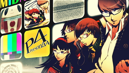 Persona 4, Hanamura Yosuke, Amagi Yukiko, Satonaka Chie, Narukami Yu, HD тапет HD wallpaper